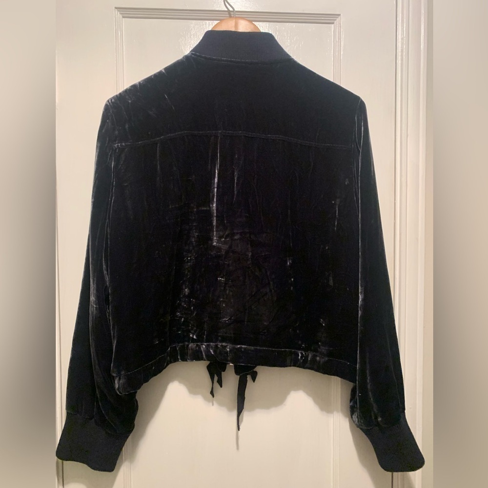 J.Crew Velvet Bomber Jacket in Midnight Navy Like New Size L - Picture 6 of 16